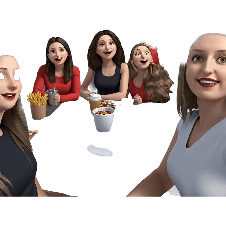 girls enjoying a meal together emoji