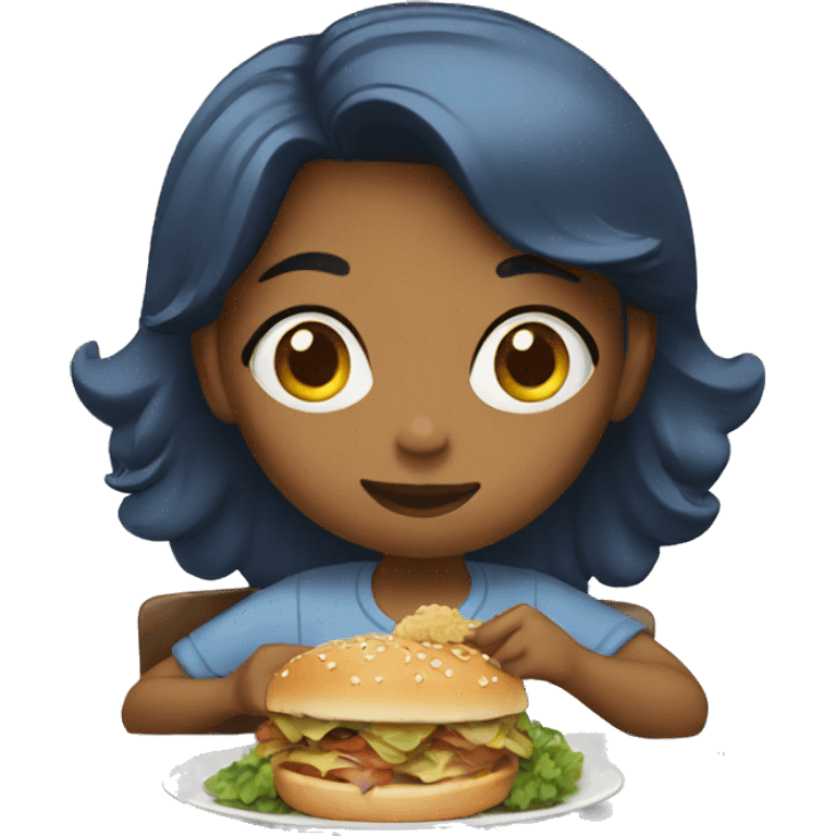 Girl eating at restaurant  emoji