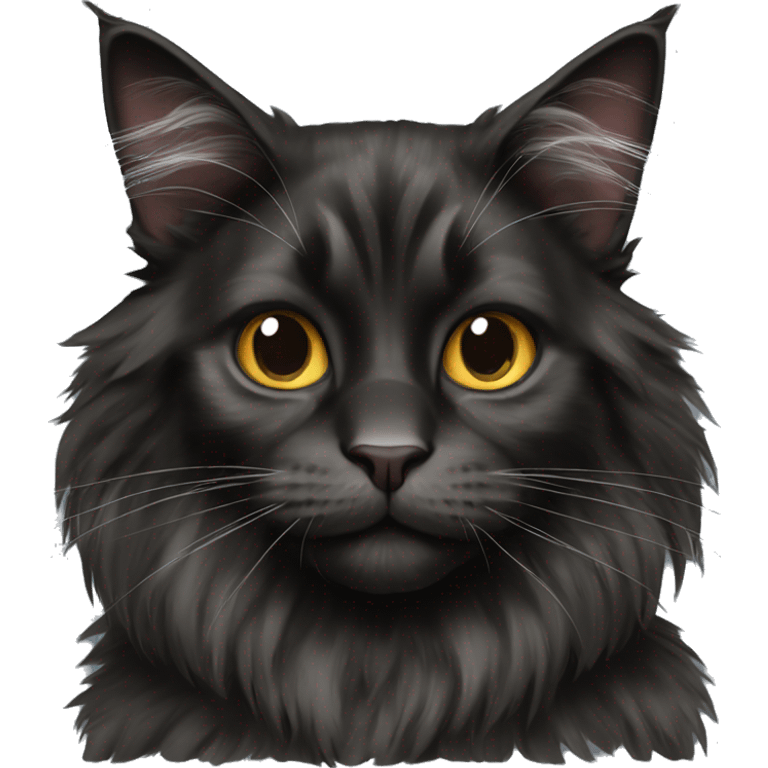 Black Maine-coon cat emoji