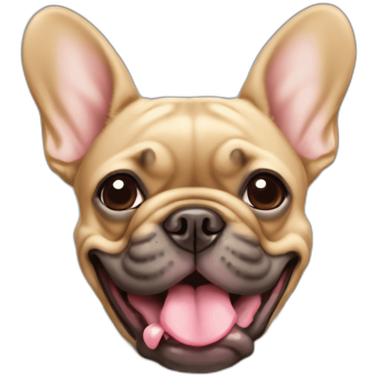 tan french bulldog with tongue out emoji