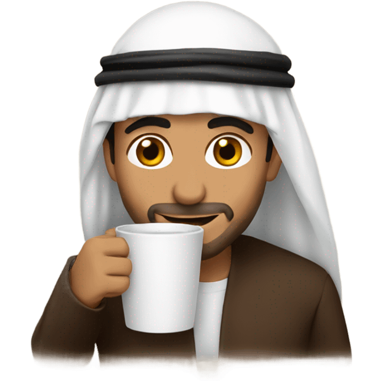 Arab guy drinking coffee  emoji