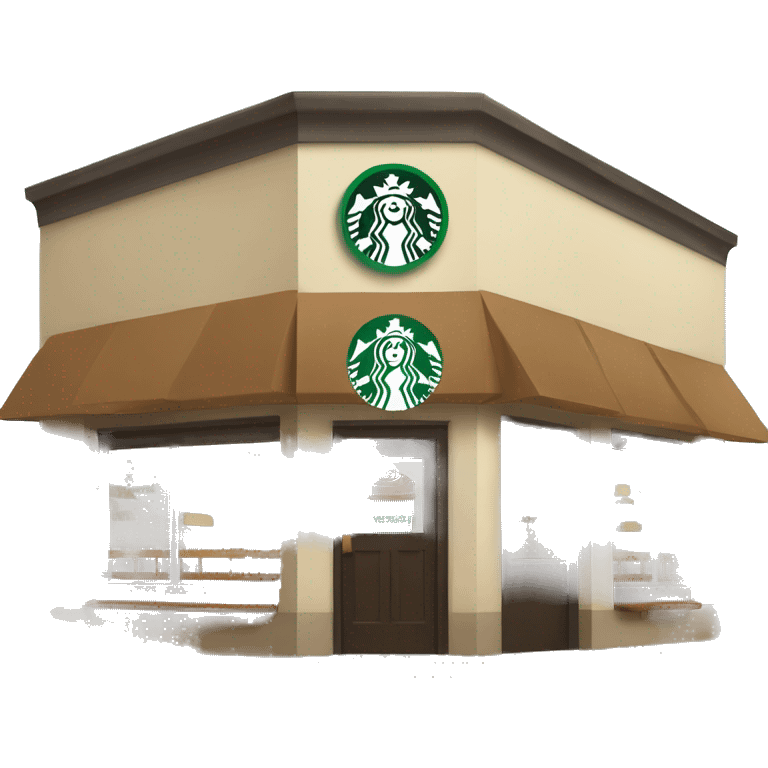 One coffee shop building with one starbucks logo no fonts emoji