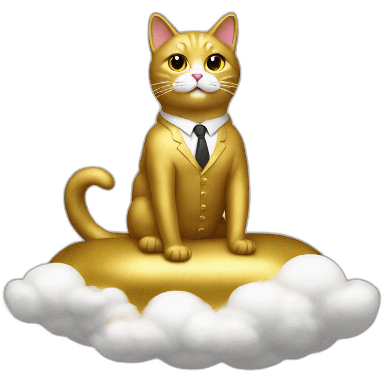 cat secretary sitting on top of the gold cloud emoji