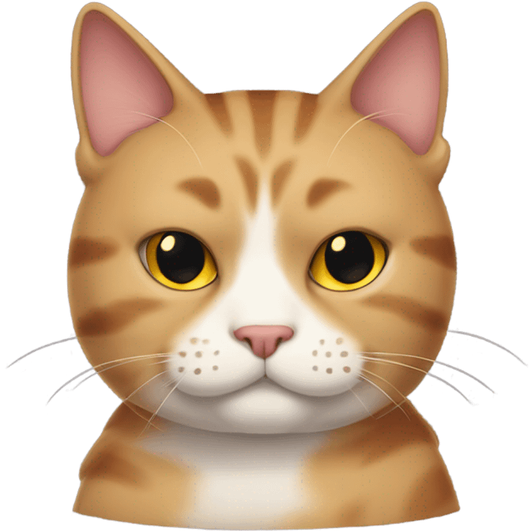 Create me a cat Scottish fault in colors like be a bit dark bit darker, but is the main color and the cat has to be really fat and just the face of the cat with a huge cheeks emoji