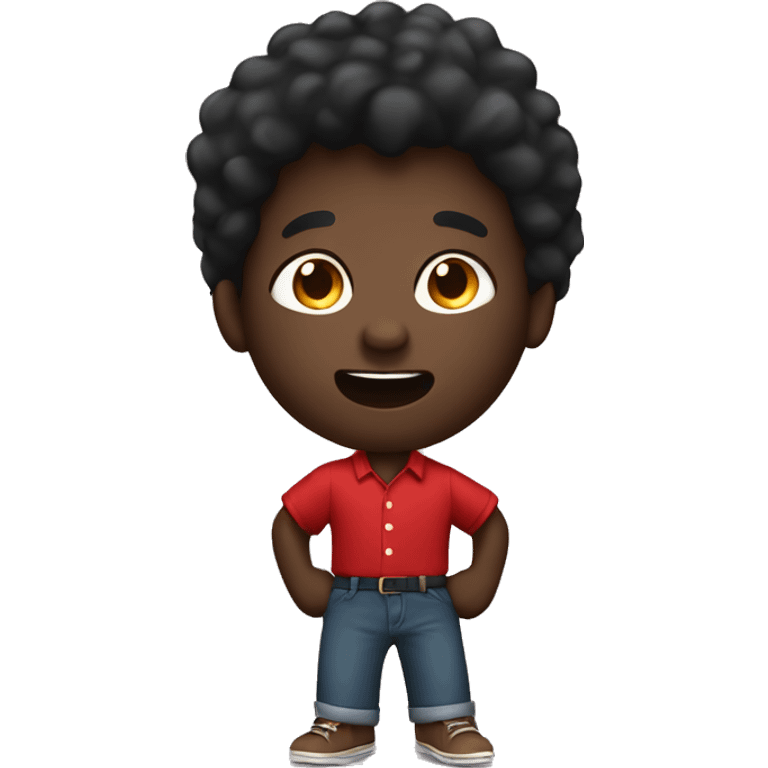 Black skin boy on a red big shirt and brown big trouser singing   emoji