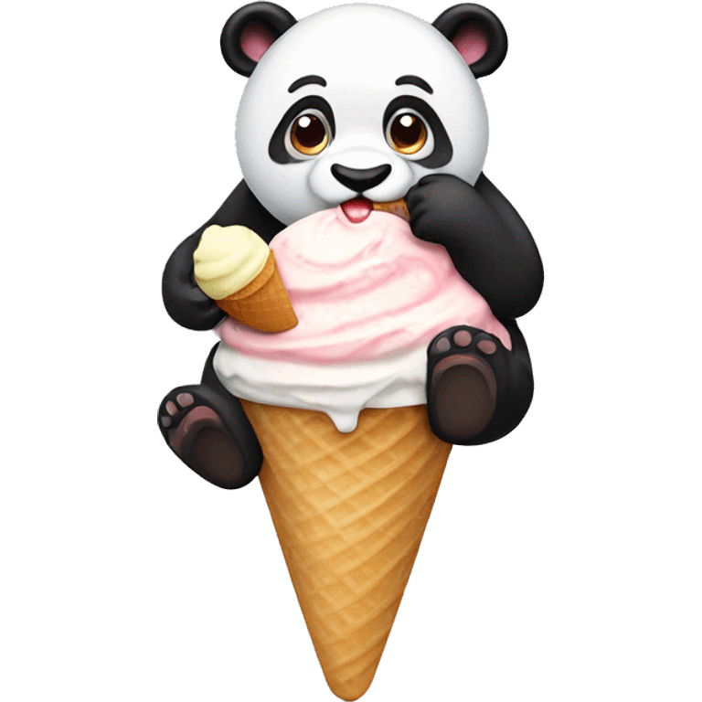 Panda eating ice cream emoji