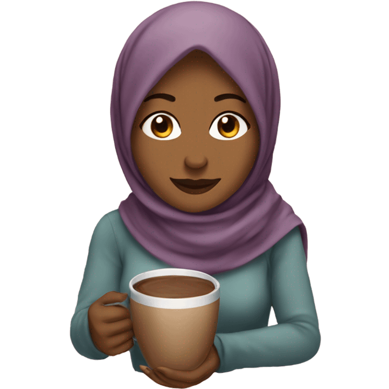 Hijabi drinking hot chocolate emoji