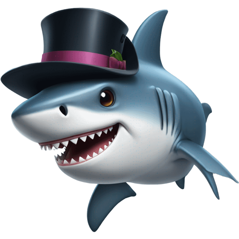 Shark with a top hat emoji