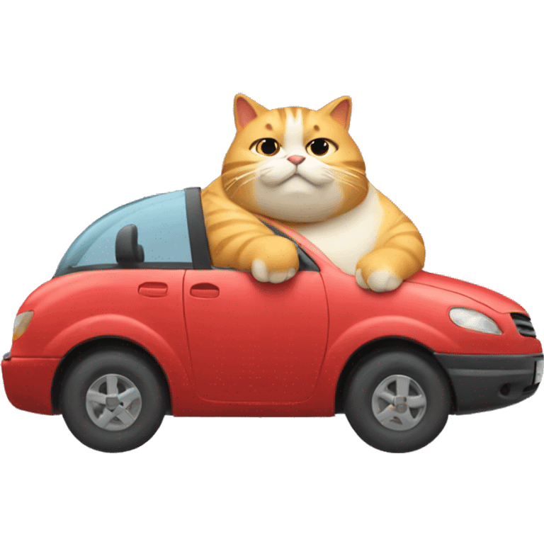 Fat cat driving a car emoji