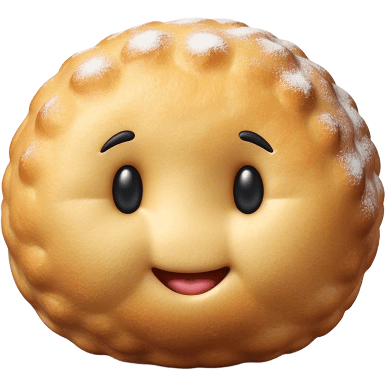 Cinematic Realistic Bu√±uelo Dessert Emoji, showcasing a fluffy, deep-fried dough ball dusted with sugar rendered with lifelike textures and warm, festive lighting. emoji