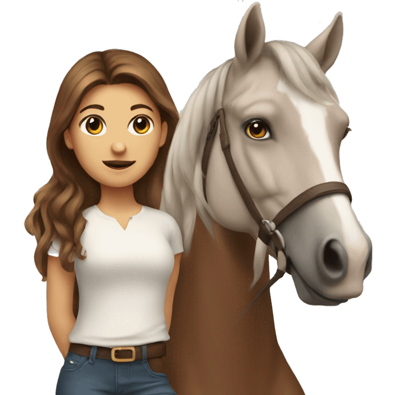 Girl with brown hair on a horse emoji