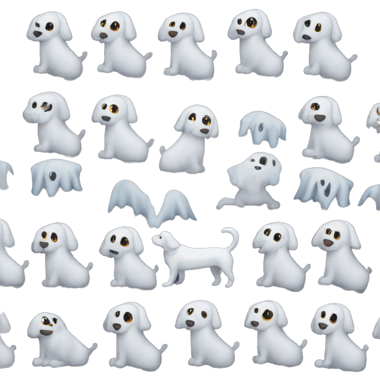 a black dog with ghosts surrounding it emoji