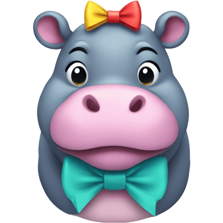 Hippo wearing a bow emoji