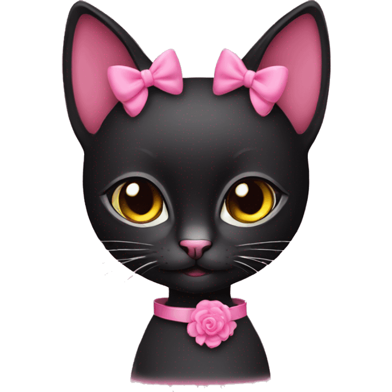 Black cat with pink coquette  emoji