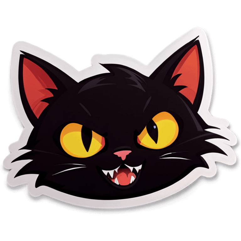 Cute black cat with fangs emoji