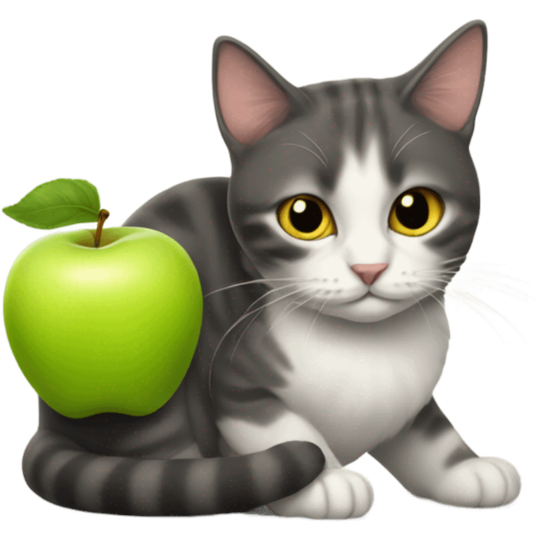 Cat eats apple emoji