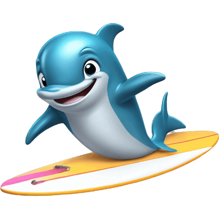 dolphin riding surfboard  emoji