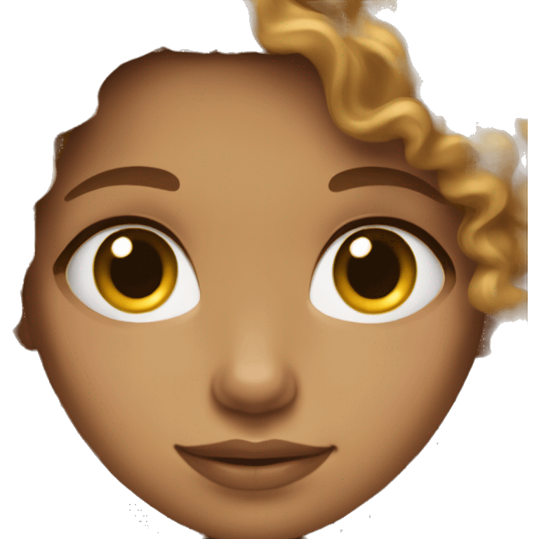 Girl with curly brown hair and light tan skin emoji