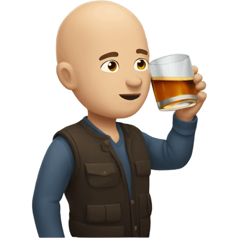 Bald guy drinking whiskey emoji