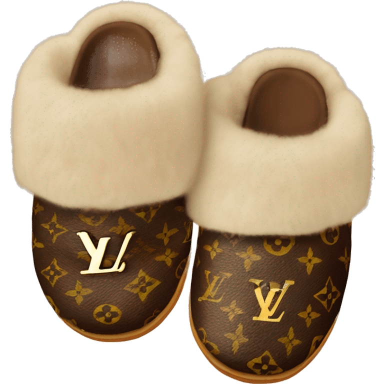 Fuzzy Louis Vuitton slippers emoji