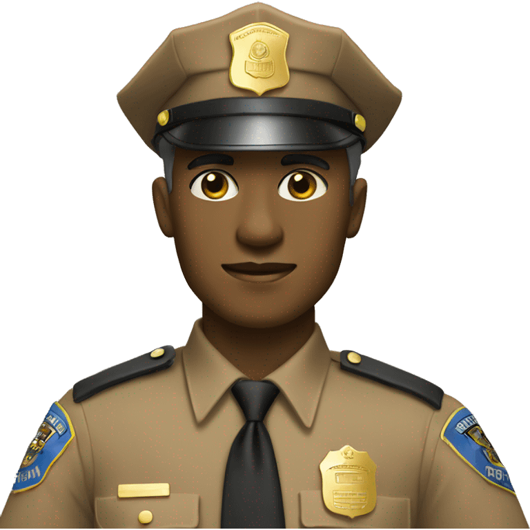 police wearing brown shirt no hat gold badge tan tie emoji