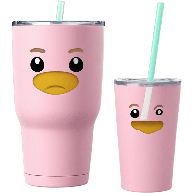 Pastel pink, 40 oz tumbler with handle, and straw emoji