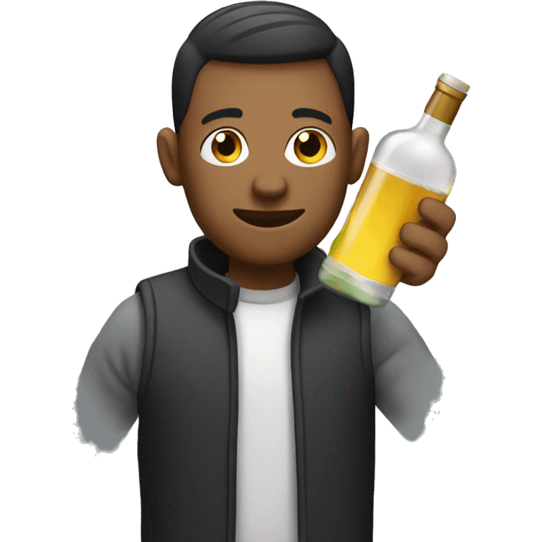 male with alcohol bottle emoji