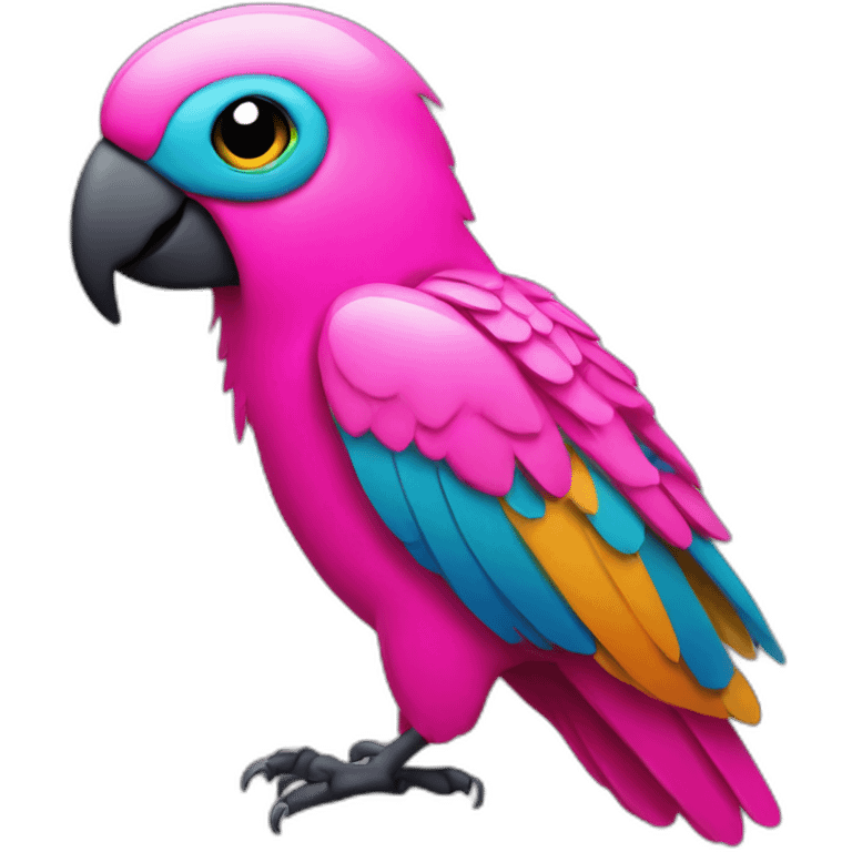 neon pink party parrot looking almost straight ahead emoji