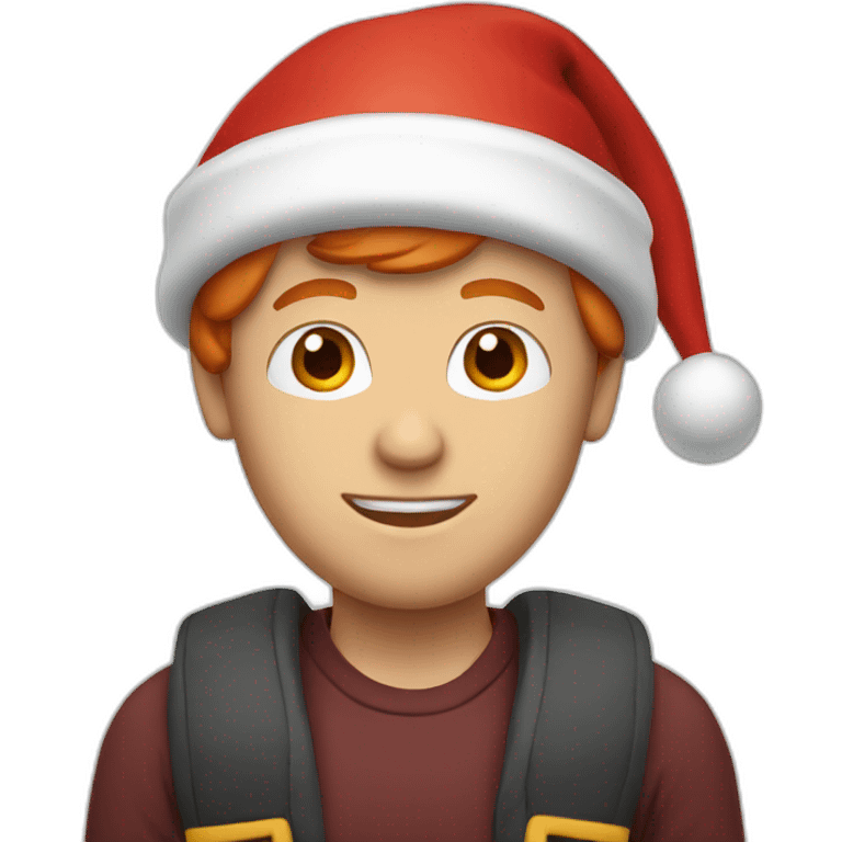 White man with red hair wearing a Santa hat emoji