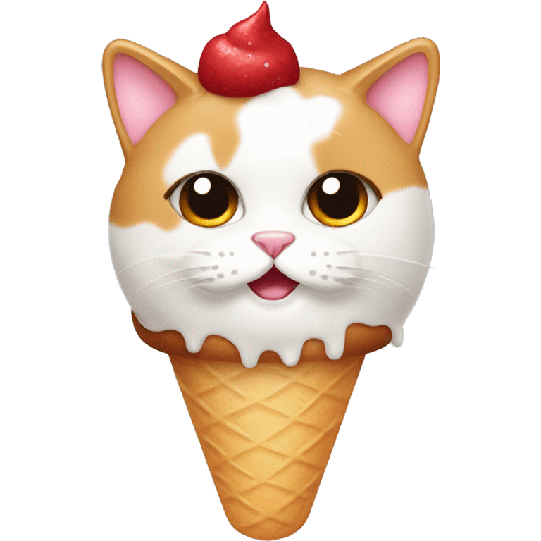 Icecream with fat calico cat emoji