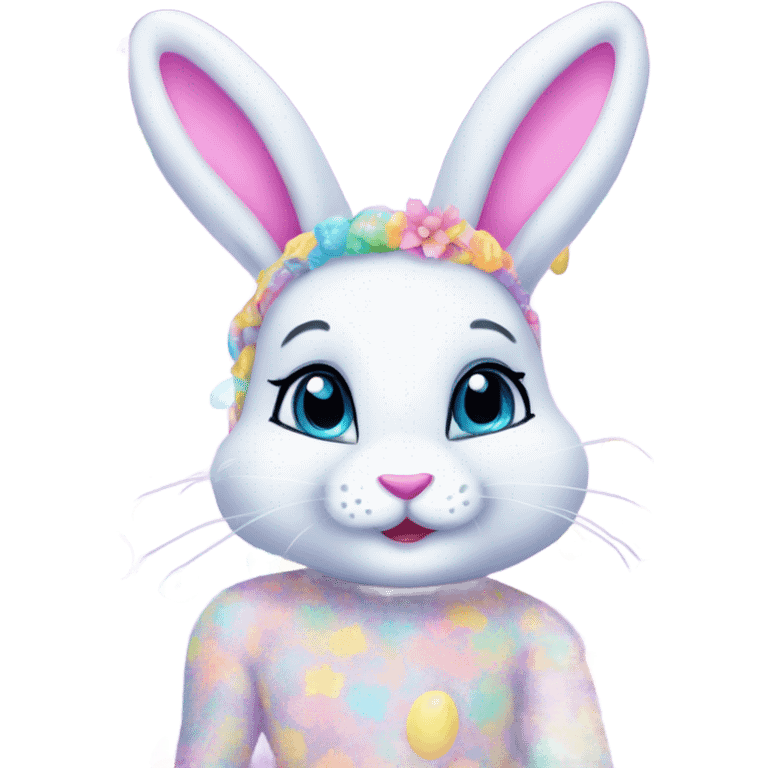 Lisa frank pastel sparkle easter bunny emoji