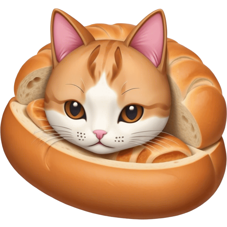 Cat inside a bread loaf emoji