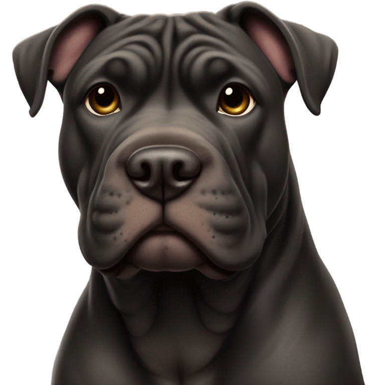 Black shar-pei pit bull mix dog, full body emoji