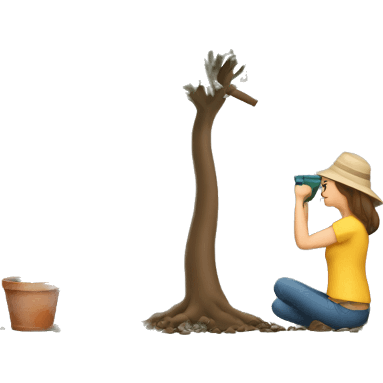 woman watering big marijuana tree emoji