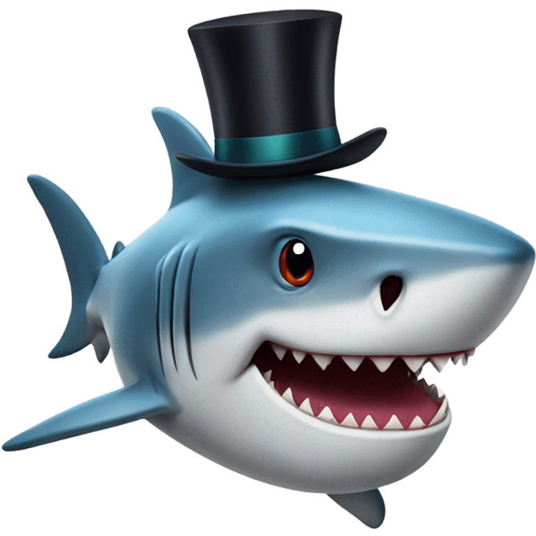 Shark with a top hat emoji