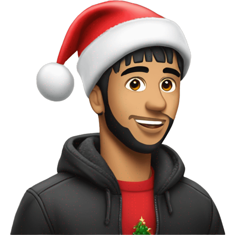 Anuel AA with Christmas hat emoji