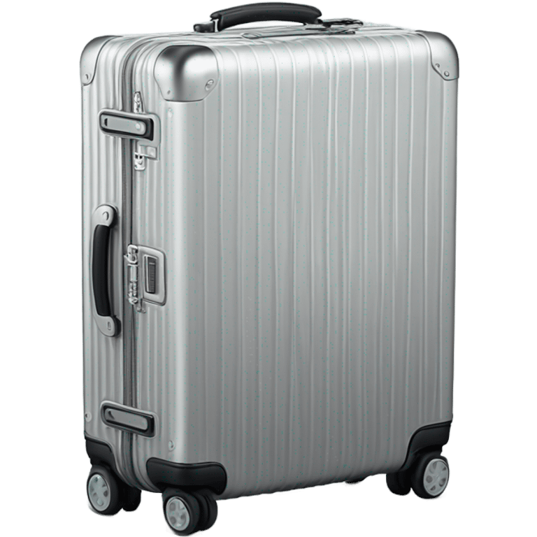 Rimowa silver suitcase with stickers emoji