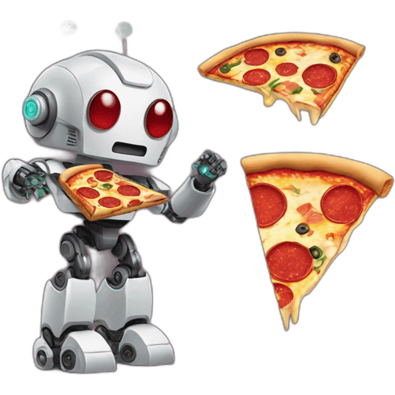 robot con pizza emoji