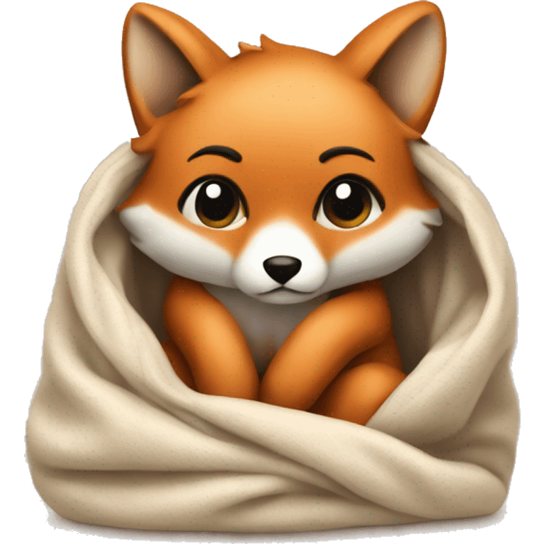 fox cozy in beige blanket emoji