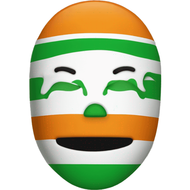 a smily emoji with a green, white and orange virtical stripes balaclava like the irish flag emoji