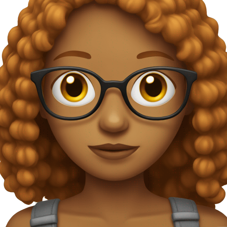 Dark Ginger girl with glasses emoji