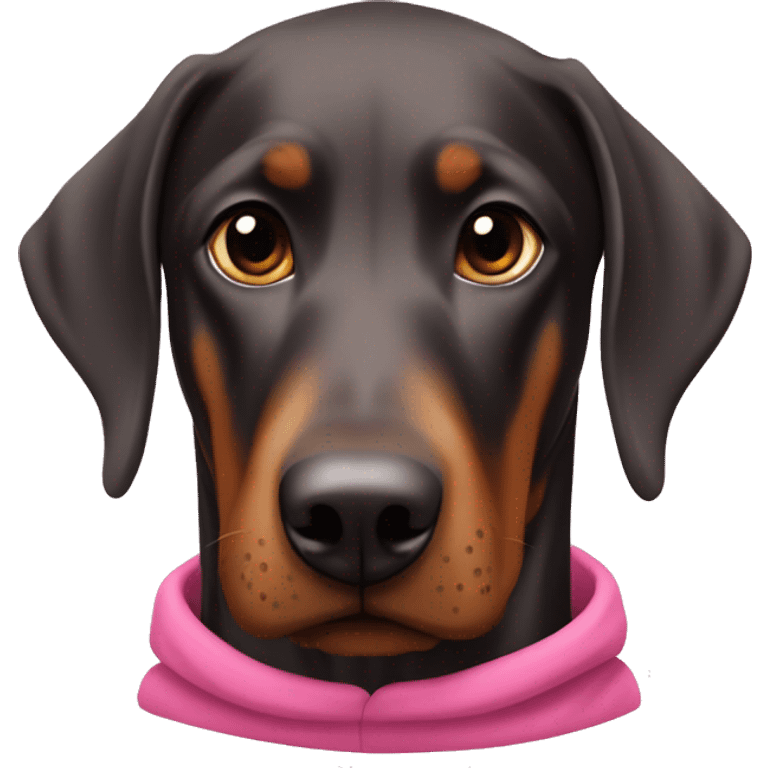 Doberman with pink hoodie emoji