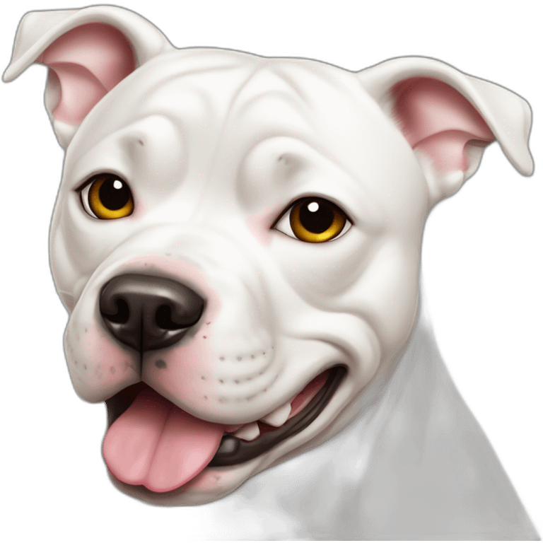 White staffordshire bull terrier is crying emoji