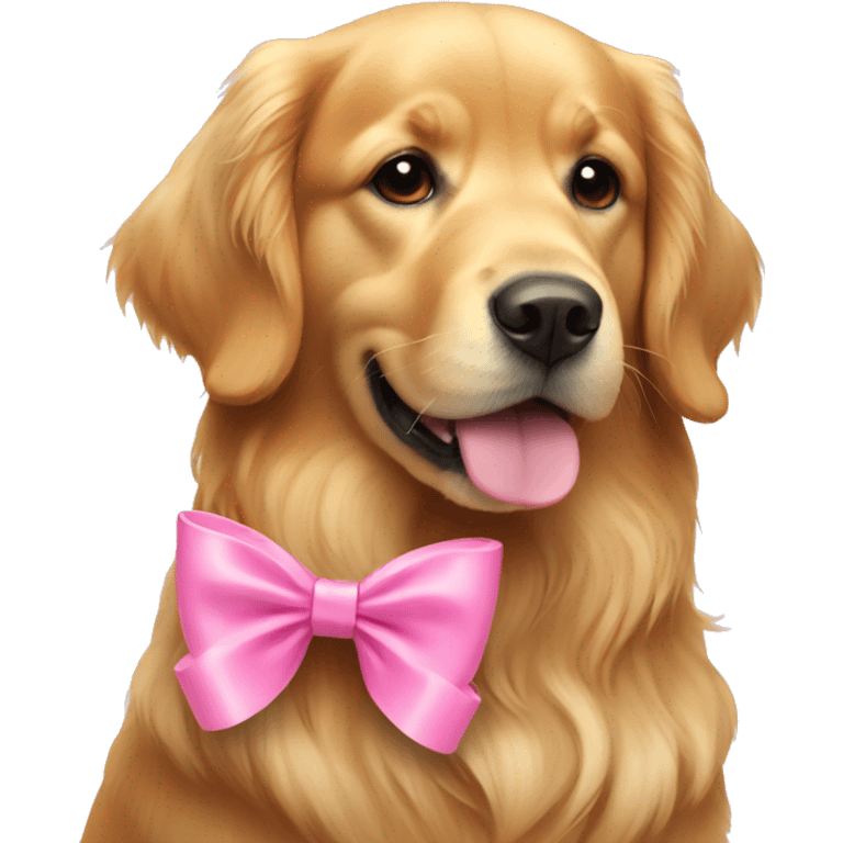 golden retriever with pink bow  emoji