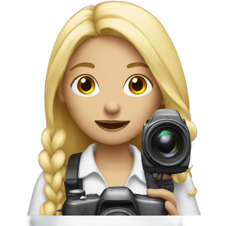 Blonde girl with camera emoji