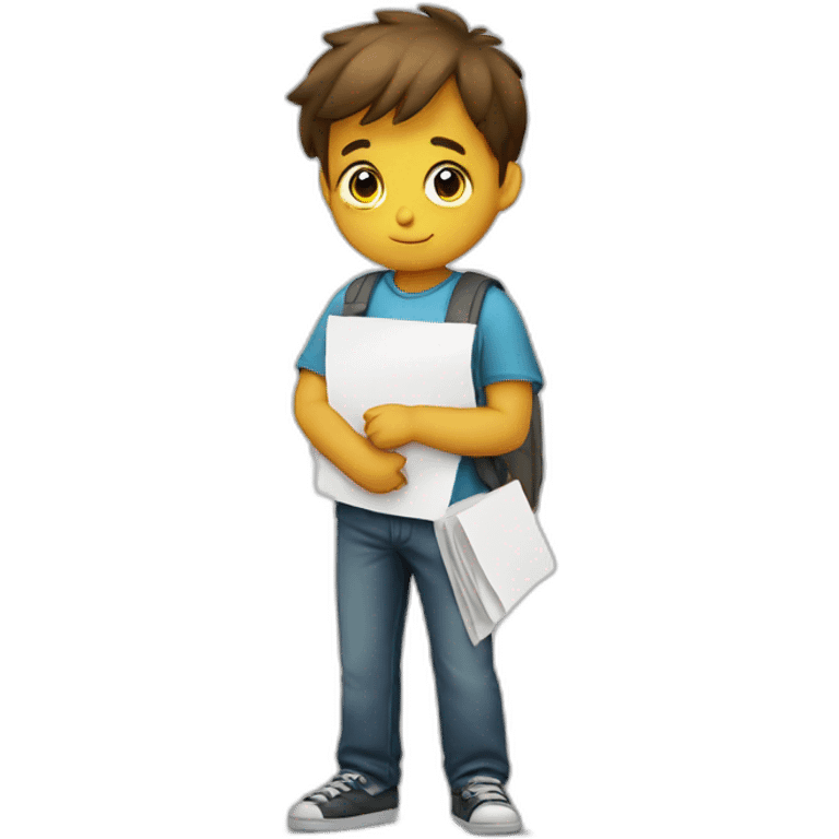 kid carrying exam paper looking sorry emoji