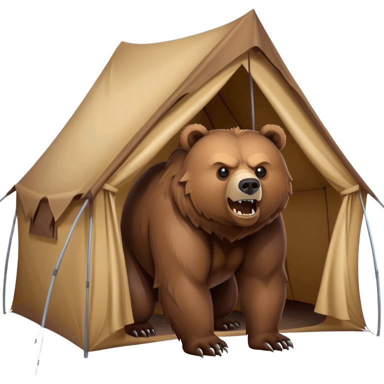 simple Grizzly Bear growling at a tent emoji