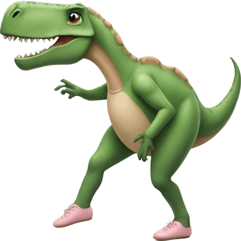 A dinosaur with ballet pointe shoes emoji