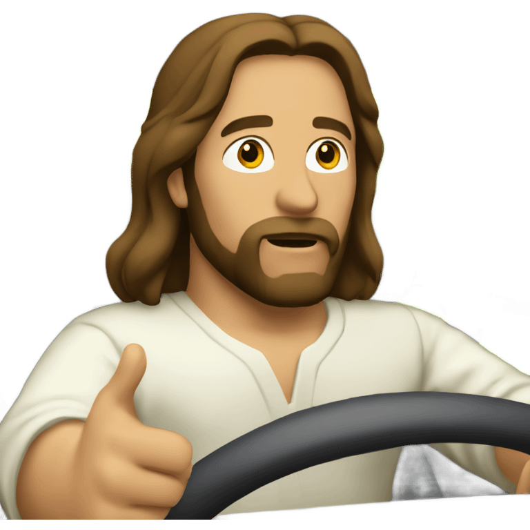 Jesus Christ driving emoji