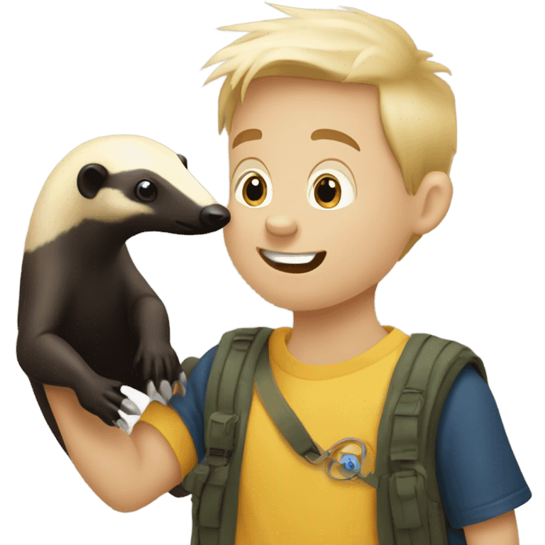 A blonde boy stronger a tamadua anteater emoji